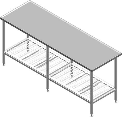Arbejdsbord 800x650 m/vulstkant rustfri stål ART